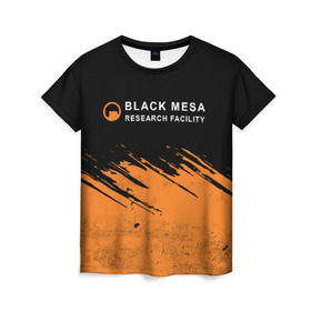 Женская футболка 3D с принтом BLACK MESA (Half-Life) в Екатеринбурге, 100% полиэфир ( синтетическое хлопкоподобное полотно) | прямой крой, круглый вырез горловины, длина до линии бедер | black | counter | csgo | freeman | gordon | half | half life | halflife | lambda | life | logo | mesa | portal | strike | xen | гордон | контр | лайф | лого | портал | символ | страйк | фримен | халф | халф лайф | халфлайф
