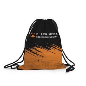 Рюкзак-мешок 3D с принтом BLACK MESA (Half-Life) в Екатеринбурге, 100% полиэстер | плотность ткани — 200 г/м2, размер — 35 х 45 см; лямки — толстые шнурки, застежка на шнуровке, без карманов и подкладки | Тематика изображения на принте: black | counter | csgo | freeman | gordon | half | half life | halflife | lambda | life | logo | mesa | portal | strike | xen | гордон | контр | лайф | лого | портал | символ | страйк | фримен | халф | халф лайф | халфлайф
