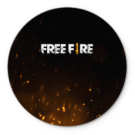 Коврик для мышки круглый с принтом FREE FIRE в Екатеринбурге, резина и полиэстер | круглая форма, изображение наносится на всю лицевую часть | battle | battlegrounds | fire | free | game | games | garena | logo | mobile | royale | батлграунд | битва | гарена | гарено | игра | игры | королевская | лого | логотип | мобайл | онлайн | символ | фаер | фаир | фри