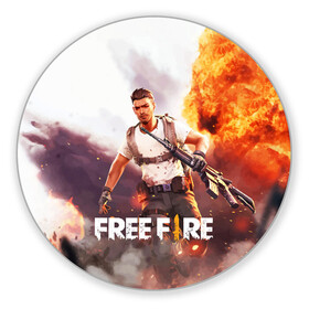 Коврик для мышки круглый с принтом FREE FIRE в Екатеринбурге, резина и полиэстер | круглая форма, изображение наносится на всю лицевую часть | battle | battlegrounds | fire | free | game | games | garena | logo | mobile | royale | батлграунд | битва | гарена | гарено | игра | игры | королевская | лого | логотип | мобайл | онлайн | символ | фаер | фаир | фри