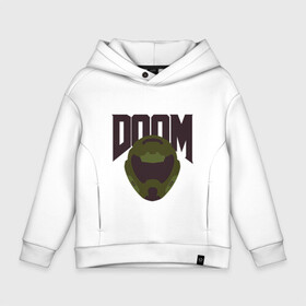 Детское худи Oversize хлопок с принтом DOOM в Екатеринбурге, френч-терри — 70% хлопок, 30% полиэстер. Мягкий теплый начес внутри —100% хлопок | боковые карманы, эластичные манжеты и нижняя кромка, капюшон на магнитной кнопке | doom | doom eternal | game | minimalism | игры | минимализм