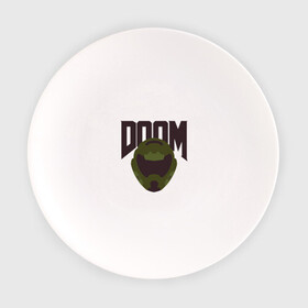 Тарелка с принтом DOOM в Екатеринбурге, фарфор | диаметр - 210 мм
диаметр для нанесения принта - 120 мм | doom | doom eternal | game | minimalism | игры | минимализм