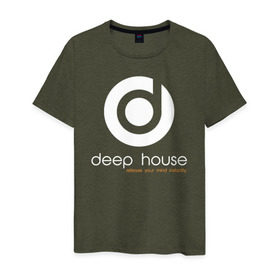 Мужская футболка хлопок с принтом Deep House в Екатеринбурге, 100% хлопок | прямой крой, круглый вырез горловины, длина до линии бедер, слегка спущенное плечо. | beats | club | deep | dj | house | music | битс | диждей | дип | звук | клуб | музыка | сет | хаус