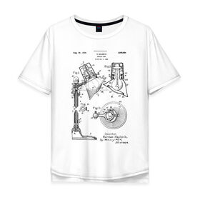 Мужская футболка хлопок Oversize с принтом Patent - Лампа для чтения в Екатеринбурге, 100% хлопок | свободный крой, круглый ворот, “спинка” длиннее передней части | patent | идея | история | книга | лампа | лампочка | патент | разработка | чертеж | чертежи