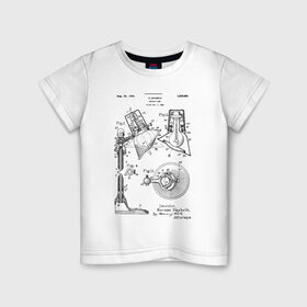 Детская футболка хлопок с принтом Patent - Лампа для чтения в Екатеринбурге, 100% хлопок | круглый вырез горловины, полуприлегающий силуэт, длина до линии бедер | patent | идея | история | книга | лампа | лампочка | патент | разработка | чертеж | чертежи