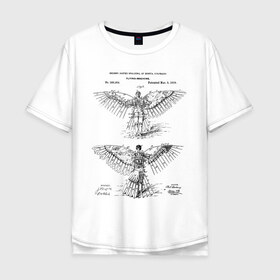 Мужская футболка хлопок Oversize с принтом Patent - Летательная машина в Екатеринбурге, 100% хлопок | свободный крой, круглый ворот, “спинка” длиннее передней части | patent | идея | история | крылья | летать | машина | механика | мечта | патент | разработка | чертеж | чертежи