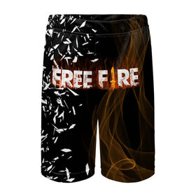 Детские спортивные шорты 3D с принтом FREE FIRE в Екатеринбурге,  100% полиэстер
 | пояс оформлен широкой мягкой резинкой, ткань тянется
 | free fire | free fire pc | game | garena | mobile game | royale | trsffb | битва онлайн | гарена | игра | огонь | свободный огонь | фри фаер