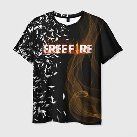 Мужская футболка 3D с принтом FREE FIRE в Екатеринбурге, 100% полиэфир | прямой крой, круглый вырез горловины, длина до линии бедер | free fire | free fire pc | game | garena | mobile game | royale | trsffb | битва онлайн | гарена | игра | огонь | свободный огонь | фри фаер