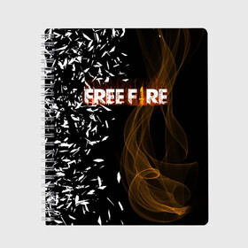 Тетрадь с принтом FREE FIRE в Екатеринбурге, 100% бумага | 48 листов, плотность листов — 60 г/м2, плотность картонной обложки — 250 г/м2. Листы скреплены сбоку удобной пружинной спиралью. Уголки страниц и обложки скругленные. Цвет линий — светло-серый
 | free fire | free fire pc | game | garena | mobile game | royale | trsffb | битва онлайн | гарена | игра | огонь | свободный огонь | фри фаер