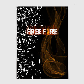 Постер с принтом FREE FIRE в Екатеринбурге, 100% бумага
 | бумага, плотность 150 мг. Матовая, но за счет высокого коэффициента гладкости имеет небольшой блеск и дает на свету блики, но в отличии от глянцевой бумаги не покрыта лаком | free fire | free fire pc | game | garena | mobile game | royale | trsffb | битва онлайн | гарена | игра | огонь | свободный огонь | фри фаер