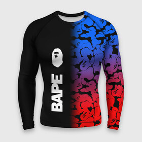 Мужской рашгард 3D с принтом BAPE RED AND BLUE в Екатеринбурге,  |  | a bathing ape | ape bape | bape | bape shark | bape x | monkey bape | pattern bape | streewear. | swag | акула | бэйп | бэйп икс | бэйп шарк | лого | обезьяна бэйп