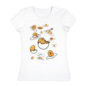 Женская футболка хлопок с принтом Ленивое яйцо в Екатеринбурге, 100% хлопок | прямой крой, круглый вырез горловины, длина до линии бедер, слегка спущенное плечо | 