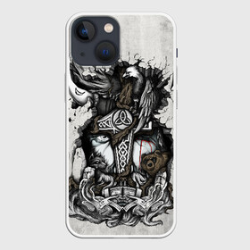 Чехол для iPhone 13 mini с принтом Скандинав в Екатеринбурге,  |  | odinn | viking | vikings | викинг | викинги | волк | кельтское | медведь | один | орёл | плетение | рога | скандинавы | славяне | язычник