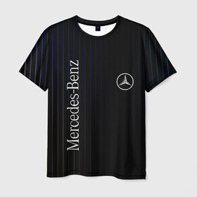 Мужская футболка 3D с принтом Mercedes в Екатеринбурге, 100% полиэфир | прямой крой, круглый вырез горловины, длина до линии бедер | amg | mercedes | авто | автомобиль | иномарка | логотип | машина | мерседес | текстура