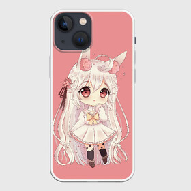 Чехол для iPhone 13 mini с принтом Неко тян в Екатеринбурге,  |  | anime | big | blonde | cartoon | cat | comic | ears | eyes | flowers | girl | japanese | little | manga | neko | pink | tyan | аниме | блондинка | большие | глаза | девочка | комикс | кошачьи | маленькая | манга | мультфильм | неко | розовые | тян | уши |