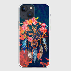 Чехол для iPhone 13 mini с принтом Ловец Снов в Екатеринбурге,  |  | ловец снов | перья | сон | цветы