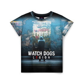 Детская футболка 3D с принтом WATCH DOGS LEGION в Екатеринбурге, 100% гипоаллергенный полиэфир | прямой крой, круглый вырез горловины, длина до линии бедер, чуть спущенное плечо, ткань немного тянется | Тематика изображения на принте: ded sec | fox | hacker | legion | watch dogs | watch dogs 2 | watch dogs legion | легион | хакер