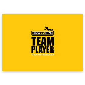 Поздравительная открытка с принтом Brazzers Team player в Екатеринбурге, 100% бумага | плотность бумаги 280 г/м2, матовая, на обратной стороне линовка и место для марки
 | Тематика изображения на принте: adults | brazzers | casting | emblem | films | girl | inscription | logo | player | producer | silhouette | studio | team | девушка | игрок | кастинг | командный | логотип | надпись | продюсер | силуэт | студия | фильмы | эмблема