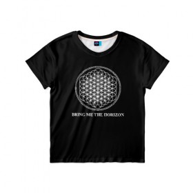 Детская футболка 3D с принтом BRING ME THE HORIZON в Екатеринбурге, 100% гипоаллергенный полиэфир | прямой крой, круглый вырез горловины, длина до линии бедер, чуть спущенное плечо, ткань немного тянется | bmth | bring me the horizon