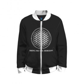 Детский бомбер 3D с принтом BRING ME THE HORIZON в Екатеринбурге, 100% полиэстер | застегивается на молнию, по бокам два кармана без застежек, мягкие манжеты, по низу бомбера и на воротнике — эластичная резинка | bmth | bring me the horizon