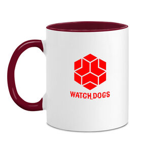 Кружка двухцветная с принтом WATCH DOGS в Екатеринбурге, керамика | объем — 330 мл, диаметр — 80 мм. Цветная ручка и кайма сверху, в некоторых цветах — вся внутренняя часть | ded sec | hacker | legion | watch dogs | watch dogs 2 | watch dogs legion | легион | хакер