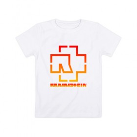 Детская футболка хлопок с принтом RAMMSTEIN (НА СПИНЕ) в Екатеринбурге, 100% хлопок | круглый вырез горловины, полуприлегающий силуэт, длина до линии бедер | rammstein | рамштайн