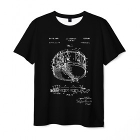 Мужская футболка 3D с принтом Patent - snare drum в Екатеринбурге, 100% полиэфир | прямой крой, круглый вырез горловины, длина до линии бедер | patent | барабан | идея | история | музыка | патент | разработка | чертеж | чертежи