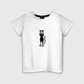 Детская футболка хлопок с принтом Кот Повис в Екатеринбурге, 100% хлопок | круглый вырез горловины, полуприлегающий силуэт, длина до линии бедер | домашнее животное | животное | кот | котенок