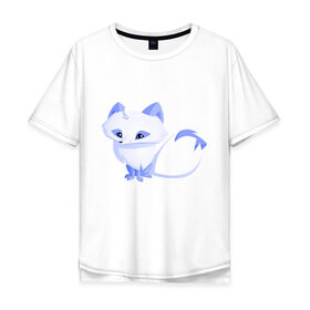 Мужская футболка хлопок Oversize с принтом Песец в Екатеринбурге, 100% хлопок | свободный крой, круглый ворот, “спинка” длиннее передней части | веселая лисица | веселые животные | забавная лиса | лиса | лисица | смешные животные