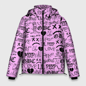 Мужская зимняя куртка 3D с принтом LIL PEEP LOGOBOMBING в Екатеринбурге, верх — 100% полиэстер; подкладка — 100% полиэстер; утеплитель — 100% полиэстер | длина ниже бедра, свободный силуэт Оверсайз. Есть воротник-стойка, отстегивающийся капюшон и ветрозащитная планка. 

Боковые карманы с листочкой на кнопках и внутренний карман на молнии. | Тематика изображения на принте: awful things | hell boy | lil peep | lil prince | клауд | клауд рэп | лил пип | пееп. | пост эмо | реп | репер | рэп | рэпер | трэп | хип хоп | эмо трэп