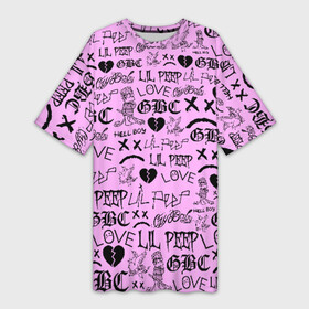 Платье-футболка 3D с принтом LIL PEEP LOGOBOMBING в Екатеринбурге,  |  | awful things | hell boy | lil peep | lil prince | клауд | клауд рэп | лил пип | пееп. | пост эмо | реп | репер | рэп | рэпер | трэп | хип хоп | эмо трэп