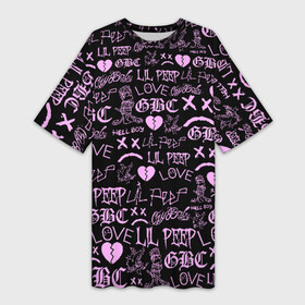 Платье-футболка 3D с принтом LIL PEEP LOGOBOMBING в Екатеринбурге,  |  | awful things | hell boy | lil peep | lil prince | клауд | клауд рэп | лил пип | пееп. | пост эмо | реп | репер | рэп | рэпер | трэп | хип хоп | эмо трэп