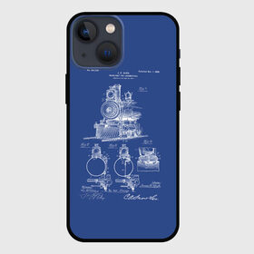 Чехол для iPhone 13 mini с принтом Locomotives в Екатеринбурге,  |  | patent | дорога | жд | железная | идея | история | локомотив | паровоз | патент | поезд | поезда | путешествие | путь | разработка | чертеж | чертежи