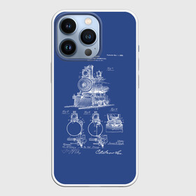 Чехол для iPhone 13 Pro с принтом Locomotives в Екатеринбурге,  |  | Тематика изображения на принте: patent | дорога | жд | железная | идея | история | локомотив | паровоз | патент | поезд | поезда | путешествие | путь | разработка | чертеж | чертежи