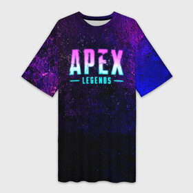 Платье-футболка 3D с принтом Apex Legends. Neon logo в Екатеринбурге,  |  | apex | apex legends | bangalor | bloodhound | caustic | crypto | gibraltar | legends | lifeline | logo | mirage | neon | pathfinder | titanfall | watson | wraith | апекс | неон
