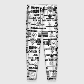 Женские брюки 3D с принтом RAMMSTEIN в Екатеринбурге, полиэстер 100% | прямой крой, два кармана без застежек по бокам, с мягкой трикотажной резинкой на поясе и по низу штанин. В поясе для дополнительного комфорта — широкие завязки | Тематика изображения на принте: metallica | rammstein | rock | металл | музыка | раммштайн | рок