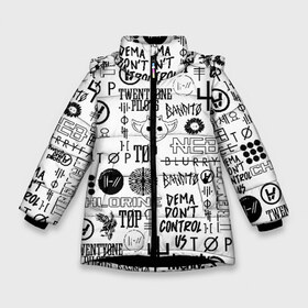 Зимняя куртка для девочек 3D с принтом TWENTY ONE PILOTS в Екатеринбурге, ткань верха — 100% полиэстер; подклад — 100% полиэстер, утеплитель — 100% полиэстер. | длина ниже бедра, удлиненная спинка, воротник стойка и отстегивающийся капюшон. Есть боковые карманы с листочкой на кнопках, утяжки по низу изделия и внутренний карман на молнии. 

Предусмотрены светоотражающий принт на спинке, радужный светоотражающий элемент на пуллере молнии и на резинке для утяжки. | 21 pilots | 21p | bandito | blurryface | chlorine | joshua | ned | top | trench | twenty one pilots | tyler | бандито | нэд | тренч