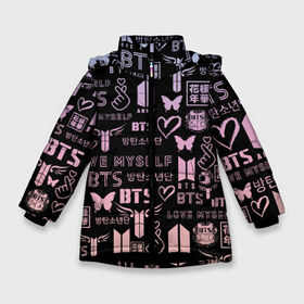 Зимняя куртка для девочек 3D с принтом BTS LOGOBOMBING в Екатеринбурге, ткань верха — 100% полиэстер; подклад — 100% полиэстер, утеплитель — 100% полиэстер. | длина ниже бедра, удлиненная спинка, воротник стойка и отстегивающийся капюшон. Есть боковые карманы с листочкой на кнопках, утяжки по низу изделия и внутренний карман на молнии. 

Предусмотрены светоотражающий принт на спинке, радужный светоотражающий элемент на пуллере молнии и на резинке для утяжки. | bts | bts boy | bts love | k pop | love yourself | айдол | битиэс. | бтс | ким тэ хен | фанфик бтс | чон чонгук