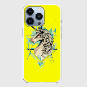 Чехол для iPhone 13 Pro с принтом Единорог Yellow Unicorn в Екатеринбурге,  |  | unicorn | yellow unicorn | единорог | единорожки | животные | лошади
