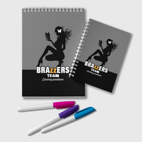 Блокнот с принтом Brazzers team Casting-producer в Екатеринбурге, 100% бумага | 48 листов, плотность листов — 60 г/м2, плотность картонной обложки — 250 г/м2. Листы скреплены удобной пружинной спиралью. Цвет линий — светло-серый
 | Тематика изображения на принте: adults | brazzers | butterflies | casting | girl | inscription | logo | movies | producer | silhouette | studio | team | бабочки | братья | девушка | кастинг | логотип | надпись | продюсер | силуэт | студия | фильмы