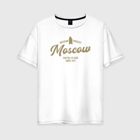 Женская футболка хлопок Oversize с принтом Москва в Екатеринбурге, 100% хлопок | свободный крой, круглый ворот, спущенный рукав, длина до линии бедер
 | i love moscow | moscow | msc | москва | мск | патриот | россия | столица | я люблю москву