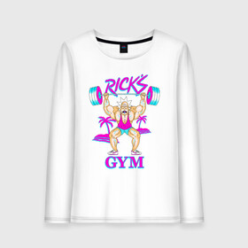 Женский лонгслив хлопок с принтом Rick`s GYM в Екатеринбурге, 100% хлопок |  | c 137 | morty | morty smith | portal | rick | rick and morty | rick sanchez | sanchez | smith | морти | морти смит | портал | рик | рик и морти | рик санчез | санчез | смит