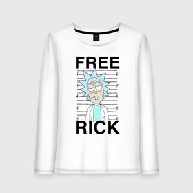 Женский лонгслив хлопок с принтом Free Rick в Екатеринбурге, 100% хлопок |  | c 137 | morty | morty smith | portal | rick | rick and morty | rick sanchez | sanchez | smith | морти | морти смит | портал | рик | рик и морти | рик санчез | санчез | смит