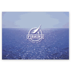 Поздравительная открытка с принтом Тихий океан в Екатеринбурге, 100% бумага | плотность бумаги 280 г/м2, матовая, на обратной стороне линовка и место для марки
 | Тематика изображения на принте: fish | fishing | marlin | pacific ocean | марлин | рыба | рыбалка | тихий океан