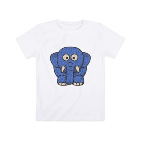 Детская футболка хлопок с принтом Голубой слоник в Екатеринбурге, 100% хлопок | круглый вырез горловины, полуприлегающий силуэт, длина до линии бедер | Тематика изображения на принте: животные | мамонт | маугли | персонаж | природа | слон | слоник