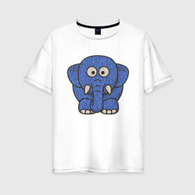 Женская футболка хлопок Oversize с принтом Голубой слоник в Екатеринбурге, 100% хлопок | свободный крой, круглый ворот, спущенный рукав, длина до линии бедер
 | животные | мамонт | маугли | персонаж | природа | слон | слоник