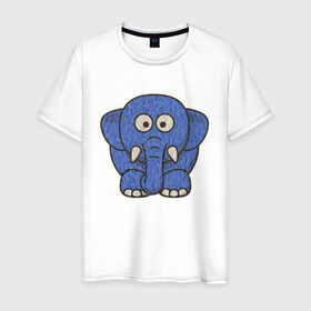 Мужская футболка хлопок с принтом Голубой слоник в Екатеринбурге, 100% хлопок | прямой крой, круглый вырез горловины, длина до линии бедер, слегка спущенное плечо. | животные | мамонт | маугли | персонаж | природа | слон | слоник