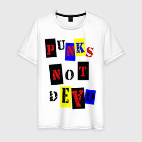 Мужская футболка хлопок с принтом Punks not dead в Екатеринбурге, 100% хлопок | прямой крой, круглый вырез горловины, длина до линии бедер, слегка спущенное плечо. | punks | панки | хой