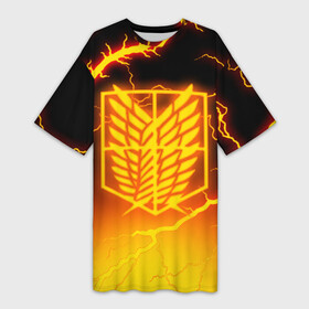 Платье-футболка 3D с принтом АТАКА ТИТАНОВ. Огненные молнии в Екатеринбурге,  |  | attack on titan | monsters | атака титанов | монстры | титаны