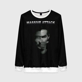 Женский свитшот 3D с принтом Massive attack в Екатеринбурге, 100% полиэстер с мягким внутренним слоем | круглый вырез горловины, мягкая резинка на манжетах и поясе, свободная посадка по фигуре | 100 suns | dance | electronic | masive atack | masive attack | mezannine | one point six | tricky | trip hop | triphop | мэссив аттак